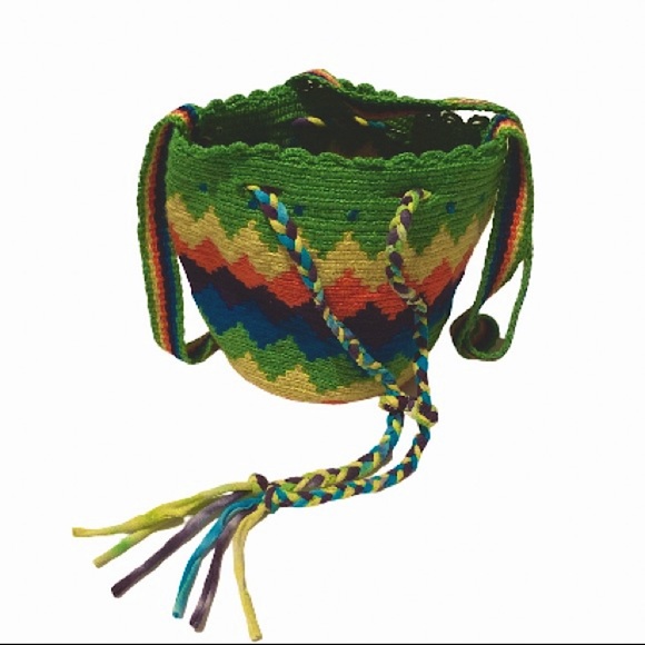 BUCKET BAG Small Tote Bag Bohemian Ethnic Colorful Bright Rainbow 9.75 x 6.5 in - Picture 4 of 14